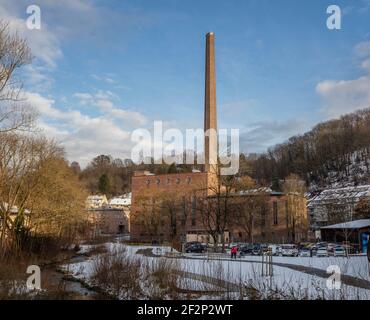 Centrale elettrica, teleriscaldamento, centrale a ciclo combinato a gas e vapore, Gemeinschaftskraftwerk Tübingen GmbH (GKT), camino Foto Stock