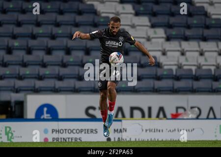 Blackburn, Regno Unito. 12 marzo 2021. Bryan Mbeumo 19 di Brentford controlla la palla a Blackburn, UK il 12/2021. (Foto di Simon Whitehead/News Images/Sipa USA) Credit: Sipa USA/Alamy Live News Foto Stock