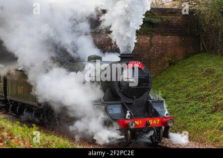 Inghilterra, Sussex est, la ferrovia Bluebell, treno a vapore speciale Santa Foto Stock