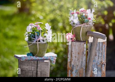 Erbringung und Verkauf von Frühlingsblumen Foto Stock