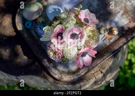 Erbringung und Verkauf von Frühlingsblumen Foto Stock