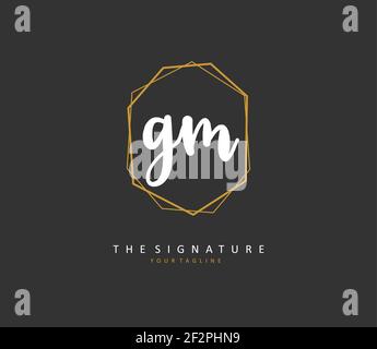G M GM scrittura a mano della lettera iniziale e logo della firma. Un logo iniziale di calligrafia concettuale con elemento modello. Illustrazione Vettoriale