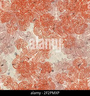 Motivo senza cuciture di motivi damascati sparsi disegnati Foto Stock