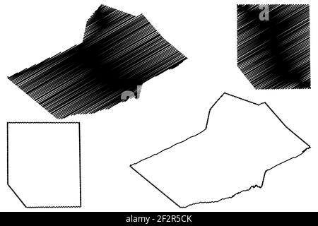 Potter e Contea di Schuylkill, Commonwealth della Pennsylvania (Stati Uniti, Stati Uniti d'America, Stati Uniti, Stati Uniti, Stati Uniti) mappa illustrazione vettoriale, scribble sk Illustrazione Vettoriale