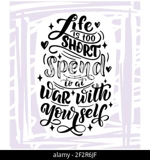 Composizione scritta - in lilla frame, in grafica vettoriale, lettere nere, su sfondo bianco. Per la progettazione di poster, stampe su t-shirt, copertine Illustrazione Vettoriale