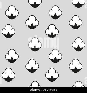 Cotone Fiore Icona Senza Cuciture Modello, Palla Di Cotone, Fibra Di Cotone Senza Cuciture Modello Vector Art Illustrazione Illustrazione Vettoriale