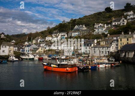 Polperro; Villaggio e Porto; Cornovaglia; Regno Unito Foto Stock