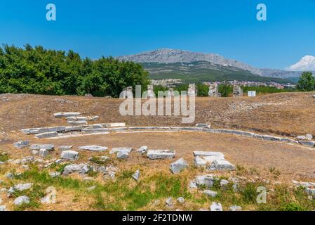 Teatro romano nell'antica Salona vicino a Spalato, Croazia Foto Stock