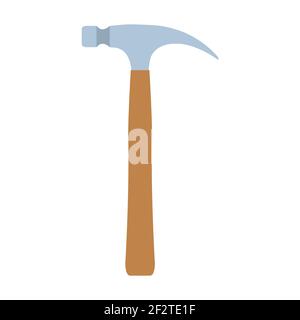 Utensile domestico per costruzione martello a griffa isolato bianco. Attrezzatura maniglia martello a griffa illustrazione vettoriale strumento falegname icona costruzione hardware. Pratico Illustrazione Vettoriale