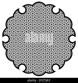 Fiore Yukiwa con motivo in stile giapponese di Kumiko zaiku. Elemento di progettazione per taglio laser . Illustrazione Vettoriale