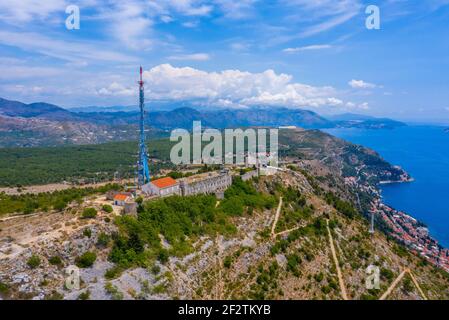 Vista aerea del forte imperiale nella città croata di Dubrovnik Foto Stock
