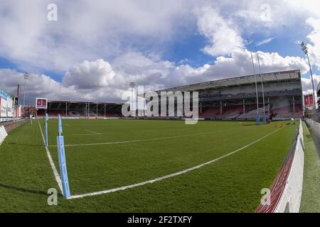 Gloucester, Regno Unito. 13 Marzo 2021. General Stadium view of Kingsholm Stadium Gloucester in Gloucester, UK on 13/2021. (Foto di Gareth Dalley/News Images/Sipa USA) Credit: Sipa USA/Alamy Live News Foto Stock