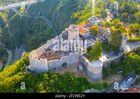 Veduta aerea della fortezza di Trsat a Rijeka, Croazia Foto Stock