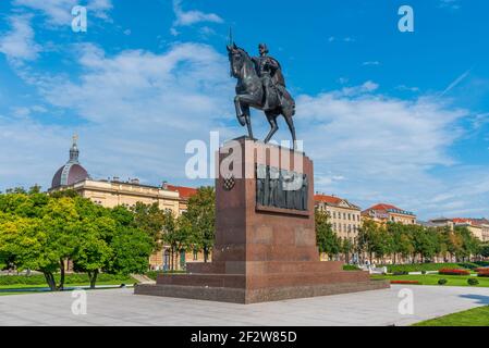 Statua di re Tomislav a Zagabria in Croazia Foto Stock