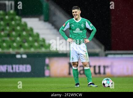 Città di Brema, Germania. Firo: 13.03.2021 Calcio, 1 Bundesliga, stagione 2020/2021, SV Werder Bremen SVW - FCB FC Bayern Munich Muenchen Milot Rashica (Brema) Credit: Tim Groothuis/Witters/via firosportphoto | usage worldwide/dpa/Alamy Live News 2021 Foto Stock