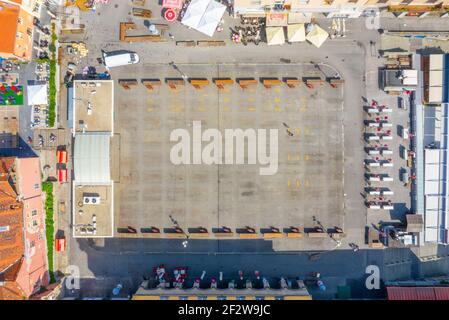 Aereo di Dolac piazza del mercato a Zagabria, Croazia Foto Stock