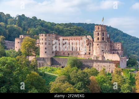 Vista sul castello di Heidelberg in Germania Foto Stock