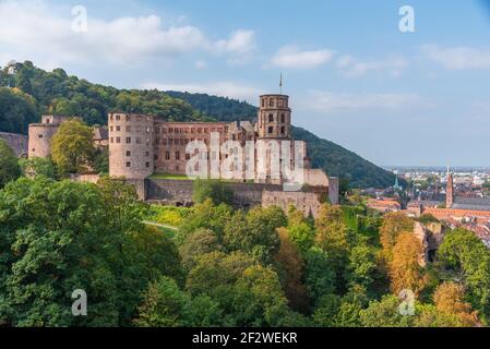 Vista sul castello di Heidelberg in Germania Foto Stock