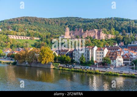 Vista sul castello di Heidelberg in Germania Foto Stock