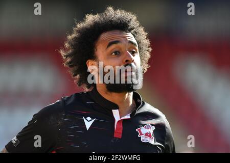 LONDRA, REGNO UNITO. 13 MARZO: Junior Brown of Scunthorpe durante la partita Sky Bet League 2 tra Leyton Orient e Scunthorpe si sono Uniti al Matchroom Stadium di Londra sabato 13 Marzo 2021. (Credit: Ivan Yordanov | MI News) Credit: MI News & Sport /Alamy Live News Foto Stock