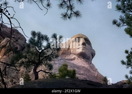 George Washington scultura al Mount Rushmore National Memorial, South Dakota, USA Foto Stock