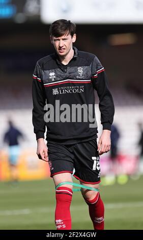 LINCOLN, REGNO UNITO. 13 MARZO: Conor McGrandles di Lincoln City nel warm up prima della partita della Sky Bet League 1 tra Lincoln City e Rochdale allo stadio LNER, Lincoln sabato 13 Marzo 2021. (Credit: James HolyOak | MI News) Credit: MI News & Sport /Alamy Live News Foto Stock