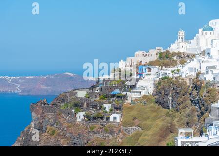 Imerovigli villaggio sull'isola di Santorini, Grecia Foto Stock