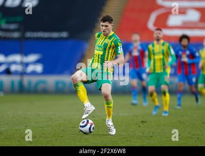 10/13 marzo 2021; Selhurst Park, Londra, Inghilterra; Premier League Football inglese, Crystal Palace contro West Bromwich Albion; Dara o'Shea di West Bromwich Albion Foto Stock