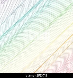 Rete rainbow astratta. Sfondo squiggle astratto. Schema d'onda diagonale. Disegno multicolore di linea vettoriale, tessuto pieghettato. Modello spettrale Illustrazione Vettoriale