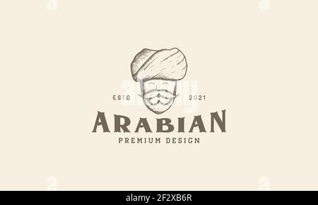 incisa il vecchio uomo con il simbolo del turbante icona vettoriale design Illustrazione Vettoriale