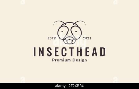 animale testa insetto mosche linee cute logo simbolo vettore icona disegno dell'illustrazione Illustrazione Vettoriale