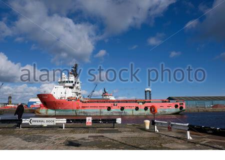 FS Crafes ormeggiato a Imperial Dock Leith, Edimburgo, Scozia Foto Stock