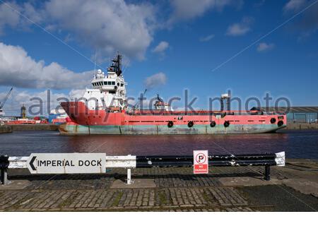 FS Crafes ormeggiato a Imperial Dock Leith, Edimburgo, Scozia Foto Stock