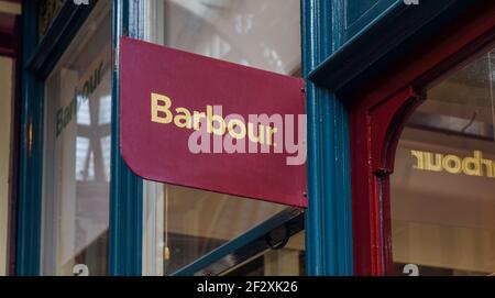 Simbolo del Barbour visto Leadenhall Market, centro di Londra. Foto Stock