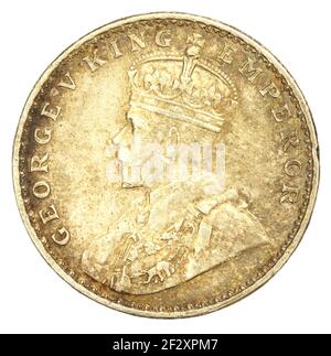 Old Indian uno Rupee Coin di 1919 closeup Foto Stock