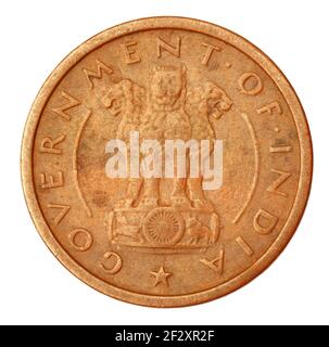 Old Indian One piice Coin di 1954 primo piano Foto Stock