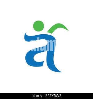 Lettera iniziale UNA gente astratta esegue il disegno del logo. Logotipo di lettering con la gente in forma di corsa vettore astratto di disegno del logo Illustrazione Vettoriale