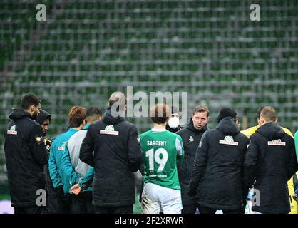 Città di Brema, Germania. Firo: 13.03.2021 Calcio, 1 Bundesliga, stagione 2020/2021, SV Werder Bremen SVW - FCB FC Bayern Monaco Muenchen Coach Florian Kohfeldt (Brema) Credit: Tim Groothuis/Witters/via firosportphoto | usage worldwide/dpa/Alamy Live News 2021 Foto Stock