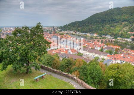 Vista aerea della città vecchia di Heidelberg, Germania Foto Stock