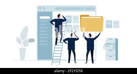 document management software team organize file and folder organization corporate office paperwork Illustrazione Vettoriale
