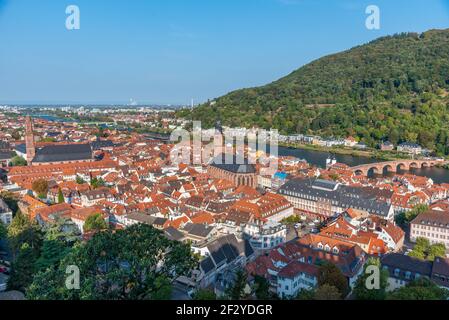 Vista aerea della città vecchia di Heidelberg, Germania Foto Stock