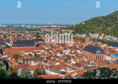 Vista aerea della città vecchia di Heidelberg, Germania Foto Stock