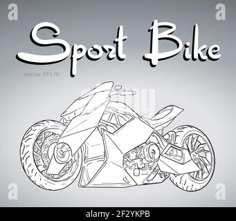 Moto sportiva. Illustrazione vettoriale dello stile di schizzo Illustrazione Vettoriale