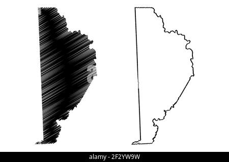 Wayne County, Commonwealth of Pennsylvania (Stati Uniti, Stati Uniti d'America, Stati Uniti, Stati Uniti, Stati Uniti) mappa vettoriale, schizzo scrimolo Wayne mappa Illustrazione Vettoriale