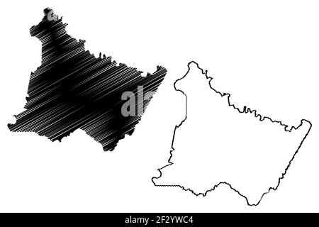 Westmoreland County, Commonwealth of Pennsylvania (Stati Uniti, Stati Uniti d'America, Stati Uniti, Stati Uniti, Stati Uniti) mappa vettoriale illustrazione, schizzo scrimolo ovest Illustrazione Vettoriale