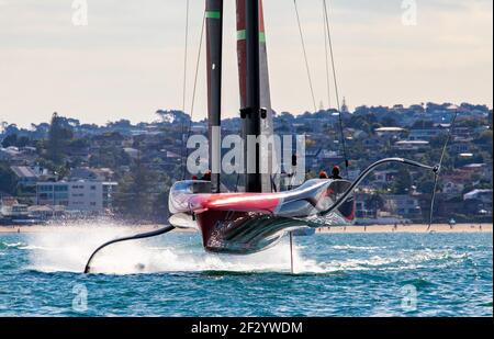 Auckland, Nuova Zelanda. 14 Marzo 2021. La 36a America's Cup presentata da PRADA, Emirates Team New Zealand (NZ), Auckland, Nuova Zelanda. 14 marzo 2021. Credit - Neil Farrin/Alamy Live News Foto Stock