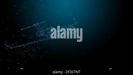 Squalo piano astratto forma linee e triangoli, punto che collega la rete su sfondo blu. rendering 3d Foto Stock