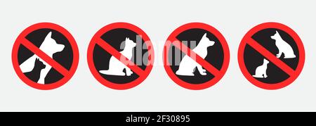 non entrare con animali cane gatto segno Illustrazione Vettoriale