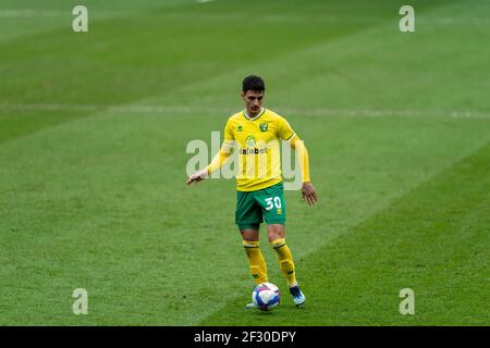 Hillsborough, Sheffield, Yorkshire, Regno Unito. 14 Marzo 2021. Campionato di calcio inglese della Lega Calcio, Sheffield Mercoledì contro Norwich City; Dimitris Giannoulis di Norwich City sulla palla Credit: Action Plus Sport/Alamy Live News Foto Stock