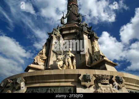 Monumento a Cristoforo Colombo a Barcellona, Spagna Foto Stock